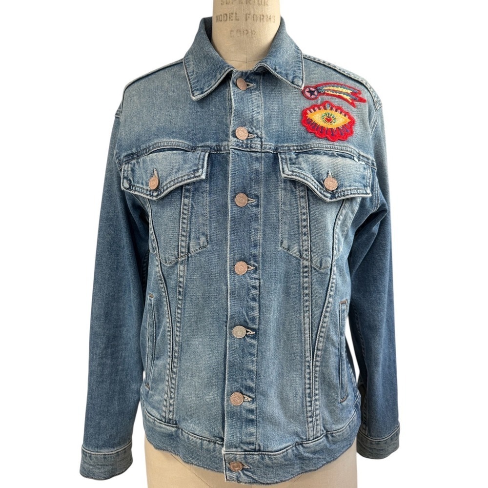 NEW Mother Denim Jacket Embroidered Rainbow "MOTHER FU*KER" Patches Size XS
